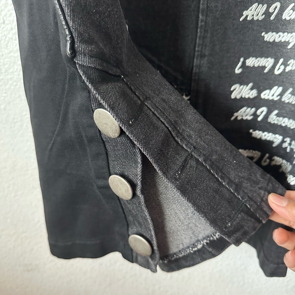 Black Distressed Look Denim Medium Skirt - Picture 4 of 7